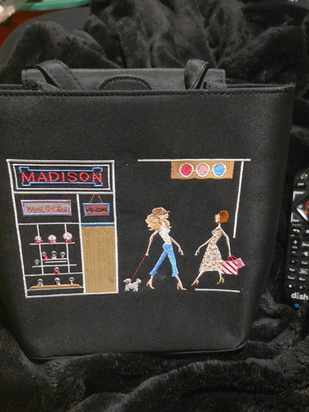Madison Black Embroidered City Stroll Tote